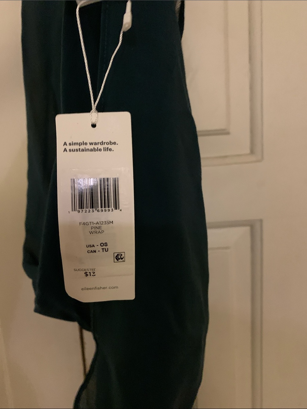 Eileen Fisher Pine Green Wrap Top
